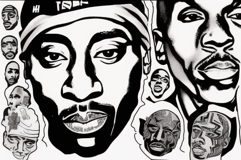 tupac shakur face like from his music covers 2pac tattoo idea