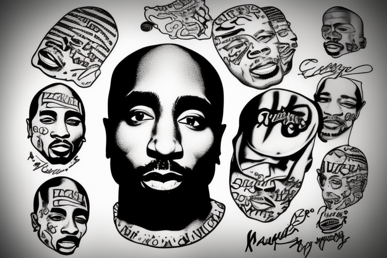 tupac shakur face like from his music covers 2pac tattoo idea