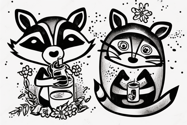 Hand-drawn abstract portrait of a raccoon for tattoo, logo, wall decor,  T-shirt print design or outwear. Colorful vector stylized illustration  Stock Vector Image & Art - Alamy