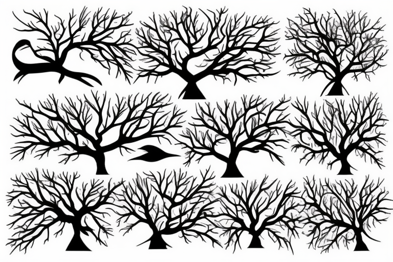 Mangrove trees and seagulls  flying around the trees tattoo idea