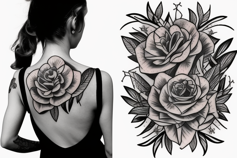 Something to complement a flower designs, a tattoo on the back of a woman’s bicep tattoo idea
