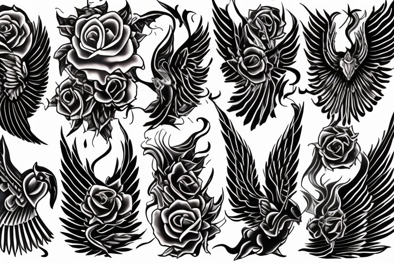 Silk cloth flowing in the wind around other tattoos. Add wings, roses and flames. make it awesome. make it really big tattoo idea