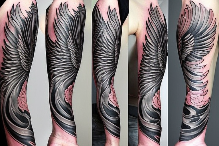 Silk cloth flowing in the wind around other tattoos. Add wings, roses and flames. make it awesome. make it really big tattoo idea