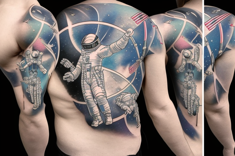  Outter Space Spaceman Fishing Temporary Tattoos