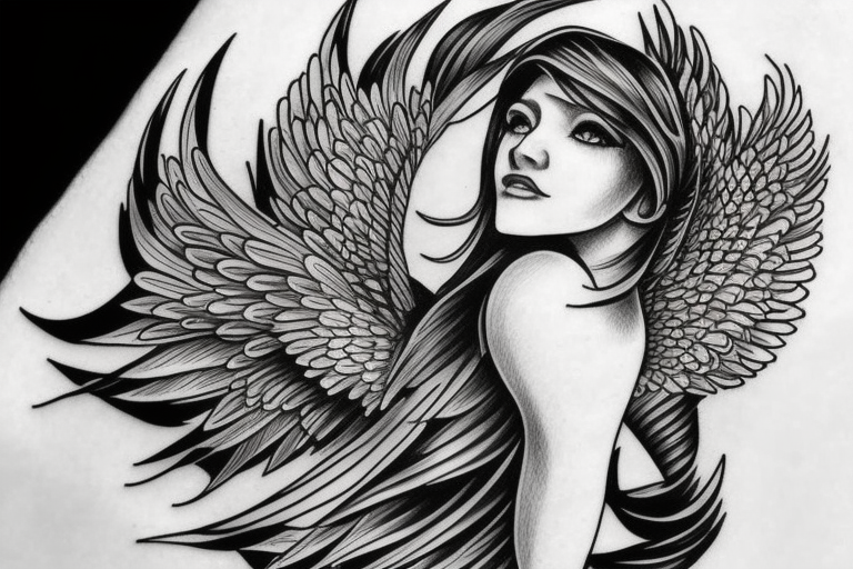 Angel hovering tattoo idea