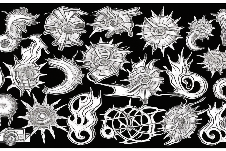 Grinding gears sparks metal fire heat tattoo idea