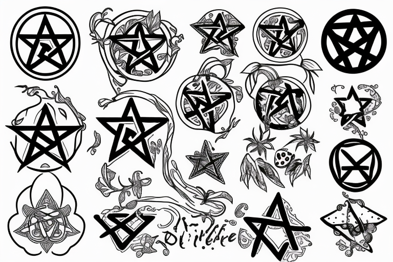 pentagram with strawberries tattoo idea