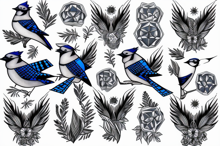 Amazon.com : Blue Jay Bird Temporary Tattoo Sticker (Set of 2) - OhMyTat :  Beauty & Personal Care