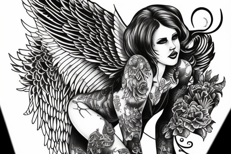 Angel Tattoo on woman's shoulder | Joel Gordon Photography