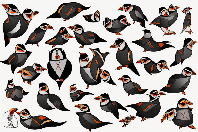 mola art puffin tattoo idea