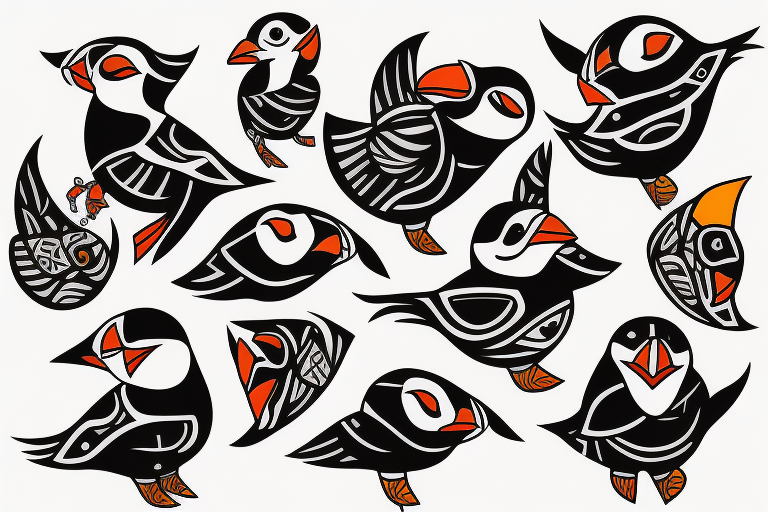 mola art puffin tattoo idea