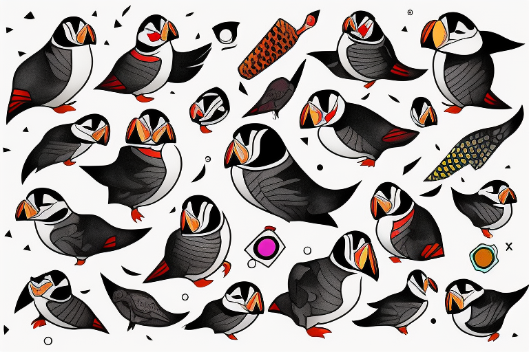 mola art puffin tattoo idea