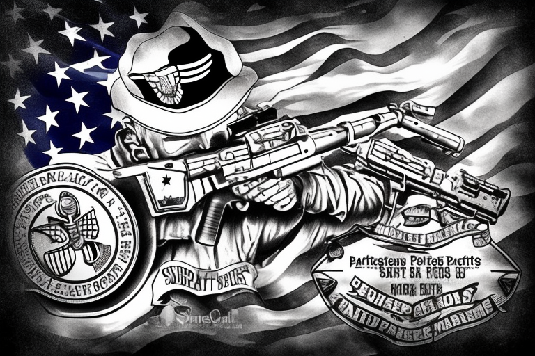 USA patriot, marine Corps veteran, sniper, special forces tattoo idea