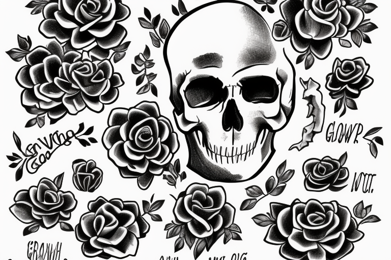 A skull with flowers growing out of it with the words find someone who grows flowers in the darkest parts of you tattoo idea