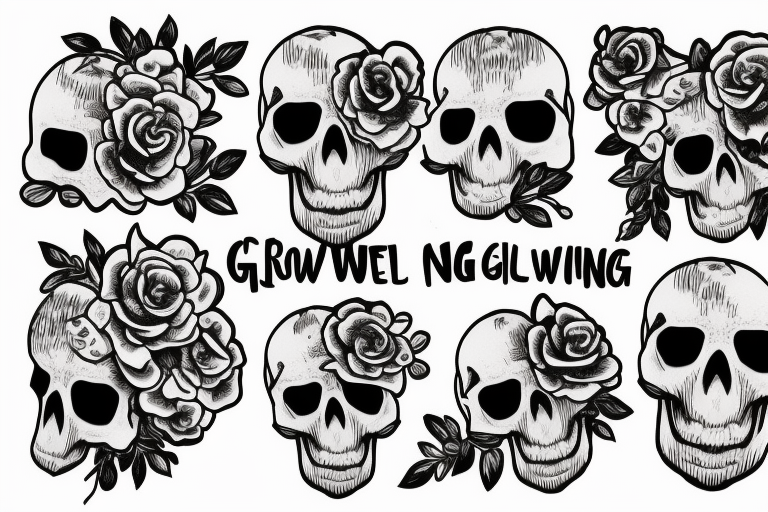 A skull with flowers growing out of it with the words find someone who grows flowers in the darkest parts of you tattoo idea