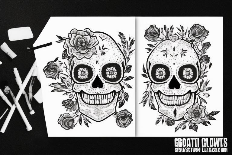 A skull with flowers growing out of it with the words find someone who grows flowers in the darkest parts of you tattoo idea