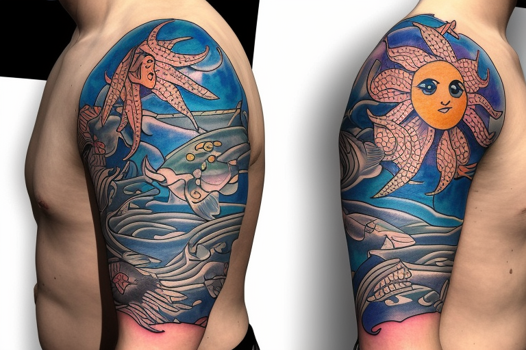 sun and moon tattoo on shoulder｜TikTok Search