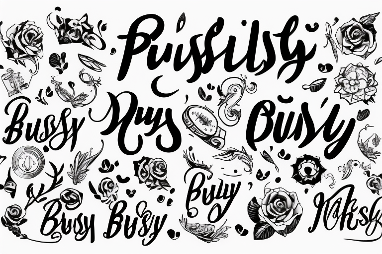 Lettering of "Busy busy busy" tattoo idea