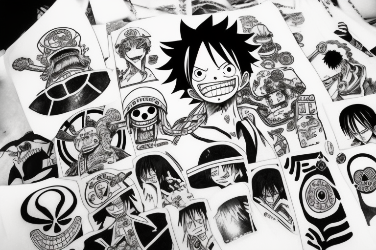 one piece anime
 incorporated with pharmaceutical elements tattoo idea