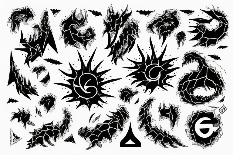 Eine Sonne im Stil der Band Gojira vom Magma cover tattoo idea