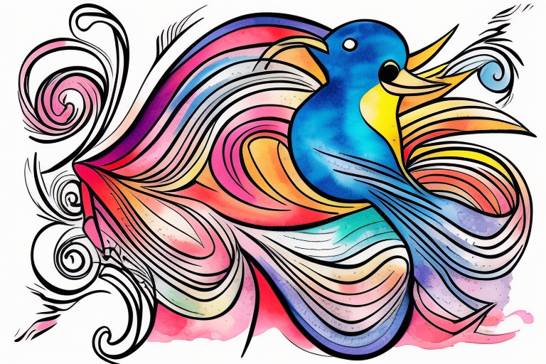 small shoulder tattoo. wave contained partly in a heart. VERY small bird. Vivid colors. tattoo idea