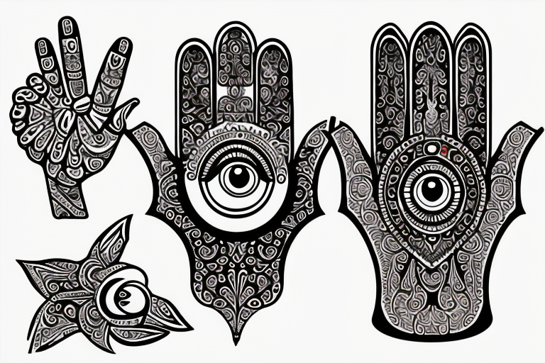 Hamsa with an evil eye tattoo idea