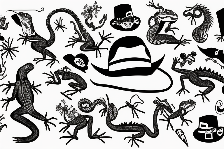 a lizard with hat tattoo idea