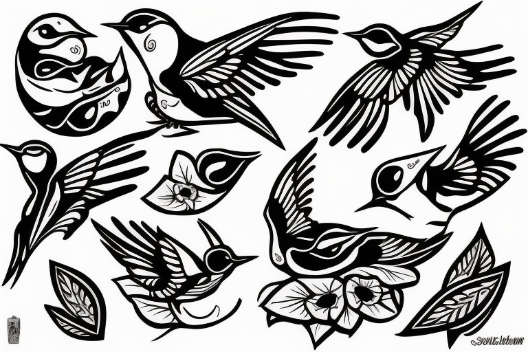 Shawn Mendes Barn Swallow Bird Temporary Tattoo Sticker - OhMyTat