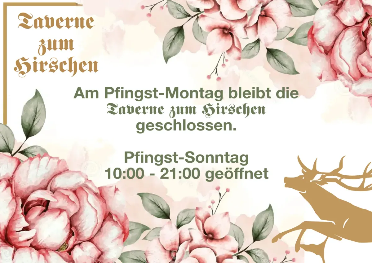 Pfingstmontag geschlossen