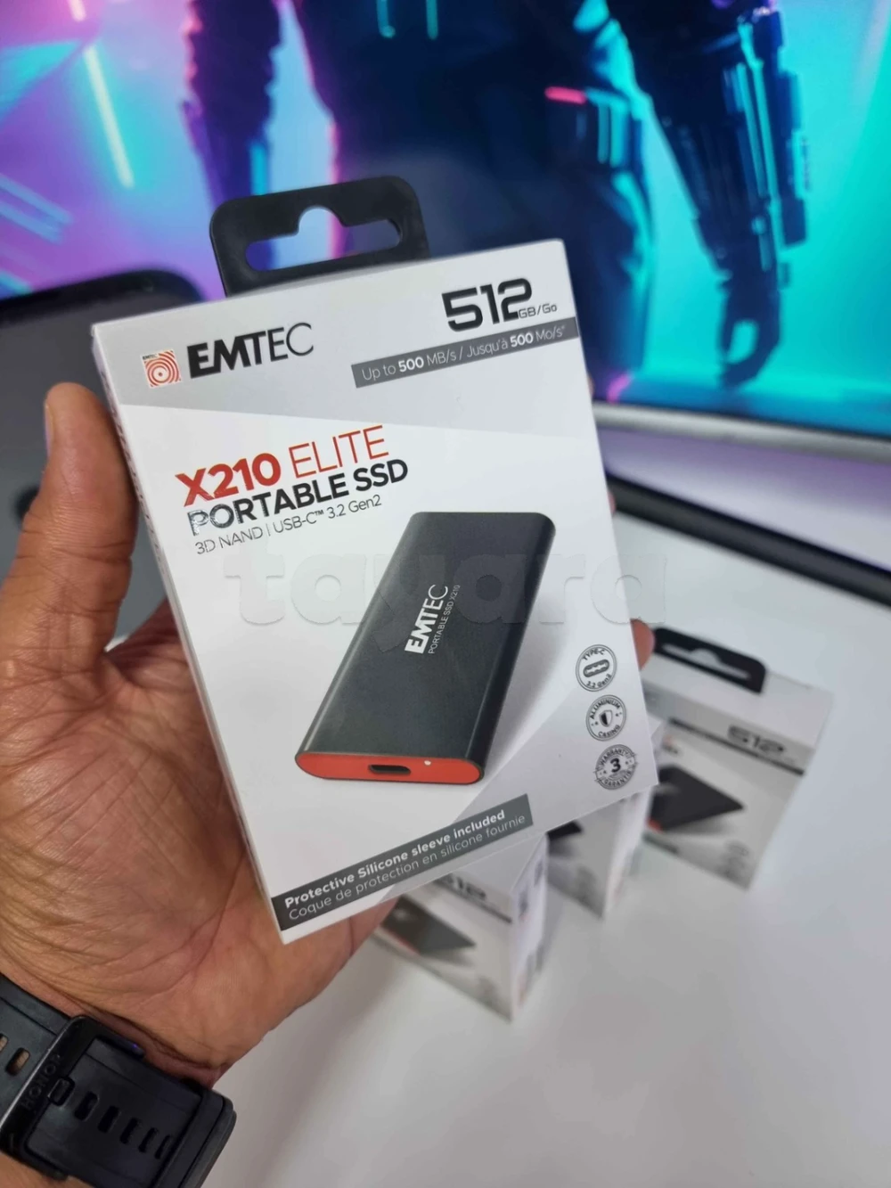Disque Dur Externe EMTEC X210 ELITE 512G SSD USB 3.1 - Noir