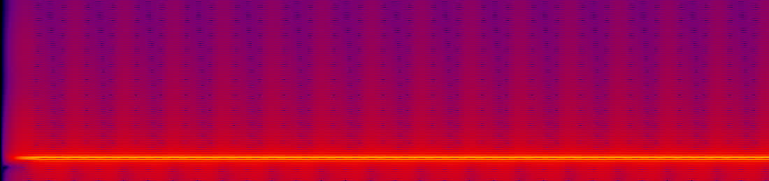 Spectrogram of a 1 kHz tone through the app's conversion: energy smeared across the whole band