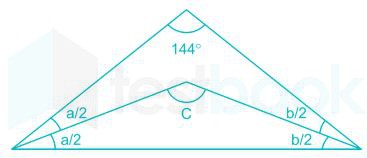 यदि त्रिभुज के एक कोण का मान 144 अंश है, तो अन्य दो कोणों के द्वि