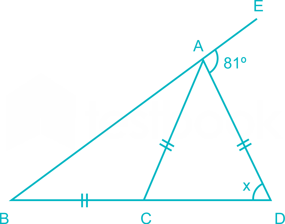 [Solved] In the given figure, BC = AC = AD, ∠EAD = 81°. Find