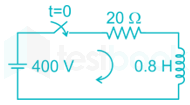 A coil of resistance 20 Ω, inductance 0.8 H is connected to a 400