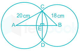 The radius of two circles is 20 cm and 18 cm. Both circles inters