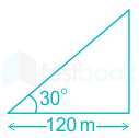 The angle of elevation of a tower 120 m away is 30°. Find its hei