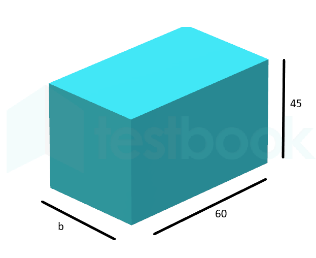 A cuboid of length 60 cm and a height of 45 cm have a volume equa
