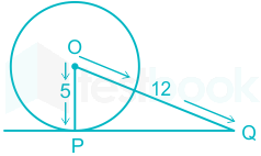 A tangent PQ at a point P of a circle of radius 5 cm meets a