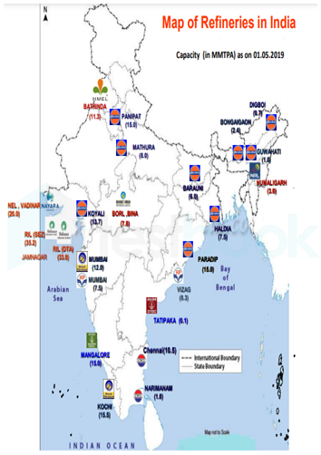 places where petroleum refineries are located in india