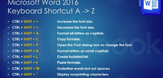 keyboard shortcut for paste microsoft word