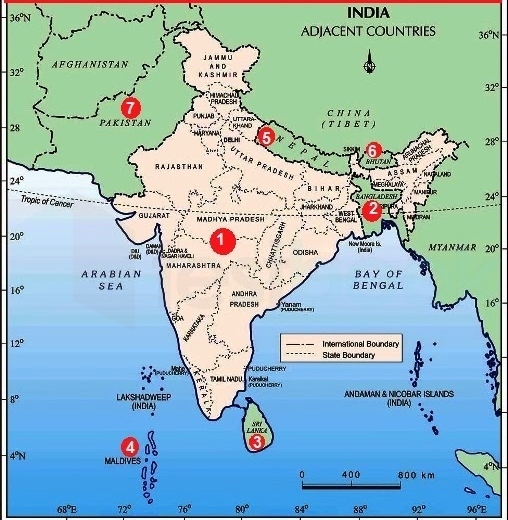 Countries-Indian-Subcontinent-Map-Skill-Ch-1-India-Size-Location-Geography-Class-9th-CBSE