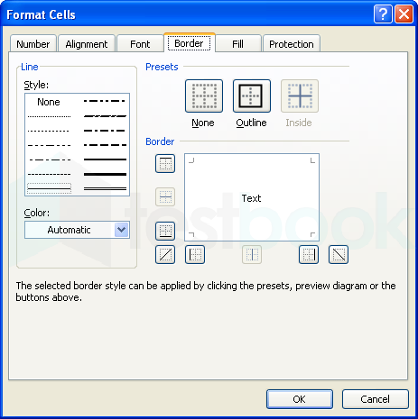 Apply Border Using Format Cells Dialog Box   The Format Cells Dialog Box Opens S