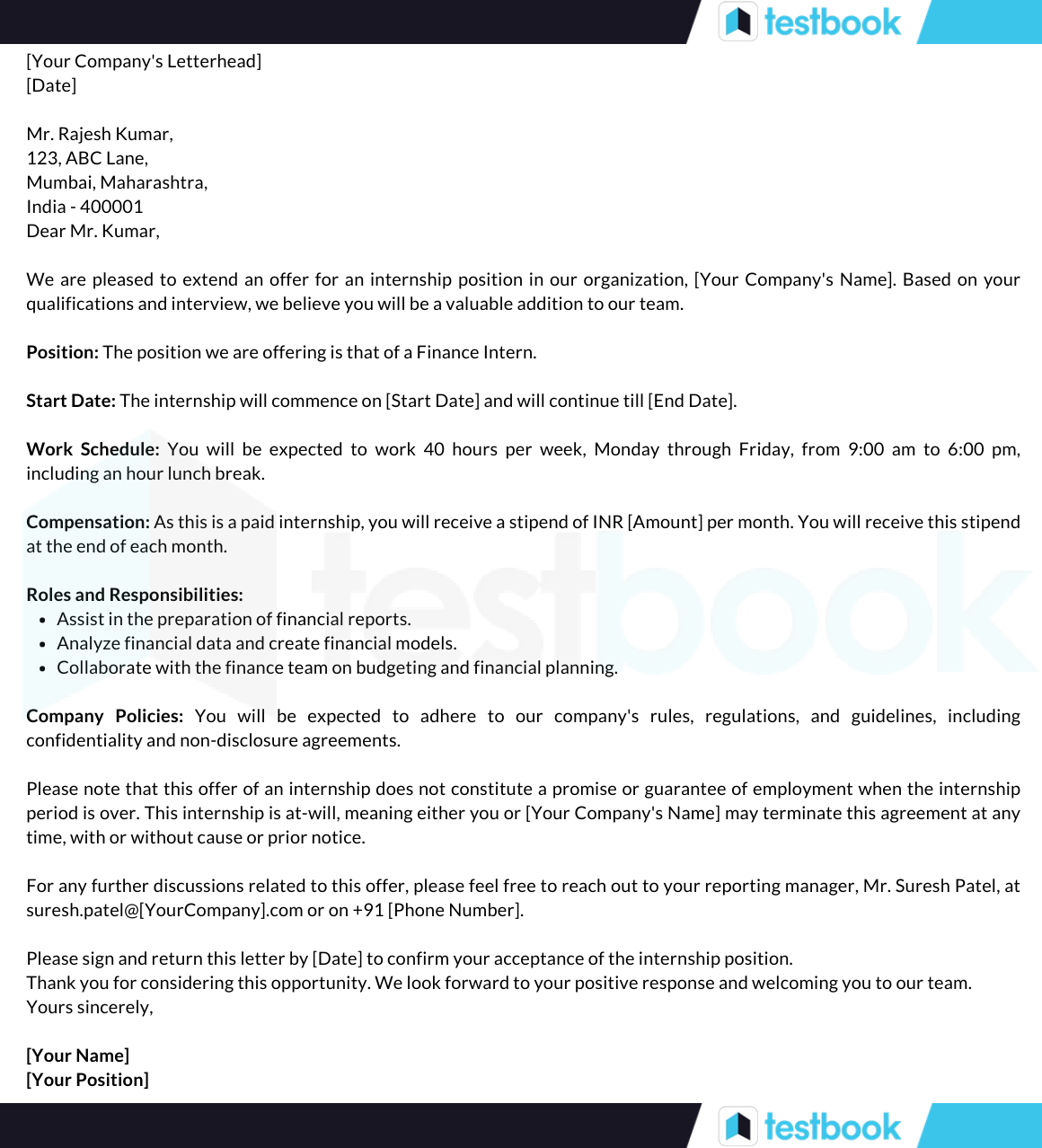  Internship Offer Letter Template 