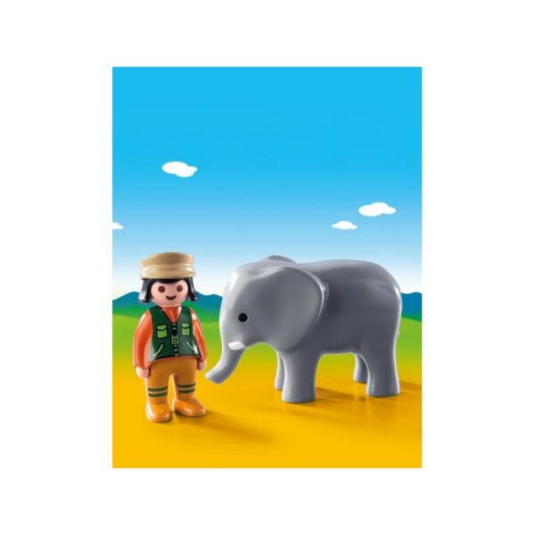 Playmobil, Playmobil 1.2.3  Playmobil 1.2.3 Φύλακας Ζωολογικού Κήπου με ελέφαντα 9381 Αγόρι, Κορίτσι 12-24 μηνών, 2-3 ετών