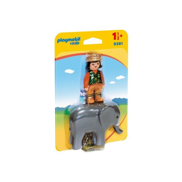 Playmobil 1.2.3 Φύλακας Ζωολογικού Κήπου με ελέφαντα 9381 Playmobil, Playmobil 1.2.3 Αγόρι, Κορίτσι 12-24 μηνών, 2-3 ετών 