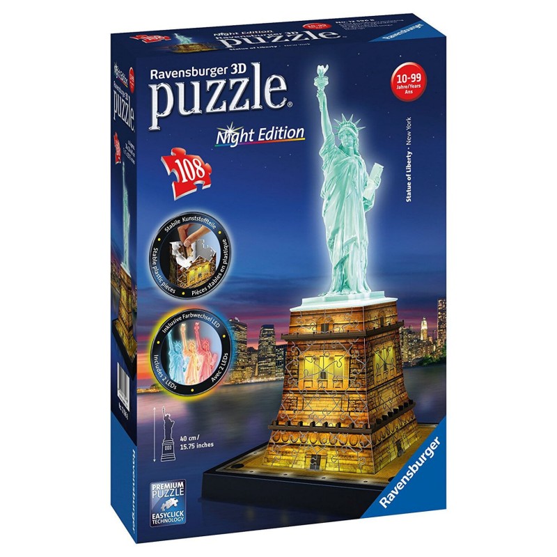 Ravensburger 3D Puzzle Night Edition 108 τεμ. Άγαλμα της Ελευθερίας  12596 - Ravensburger