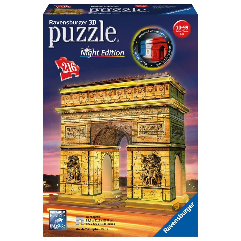 Ravensburger 3D Puzzle Night Edition 216 τεμ. Η Αψίδα του Θριάμβου 12522 - Ravensburger