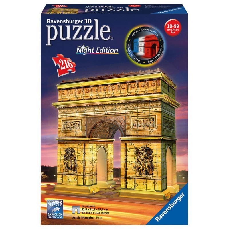 Ravensburger 3D Puzzle Night Edition 216 τεμ. Η Αψίδα του Θριάμβου 12522