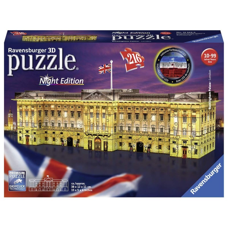 Ravensburger 3D Puzzle Night Edition 216 τεμ. Παλάτι του Μπάκιγχαμ 12529