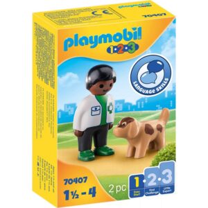 Playmobil 1.2.3 Κτηνίατρος Με Σκυλάκι 70407 - Playmobil